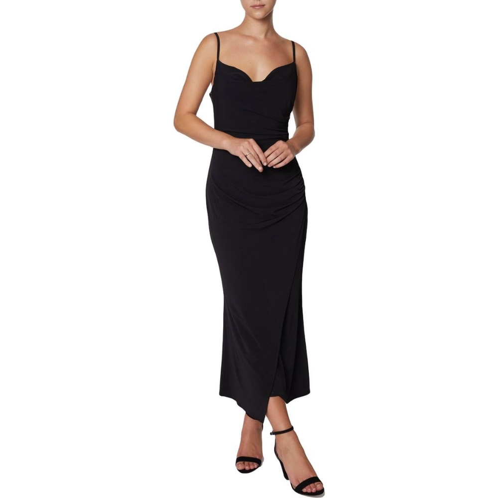 NWT Laundry Black Ruched Cowl Neck Dress